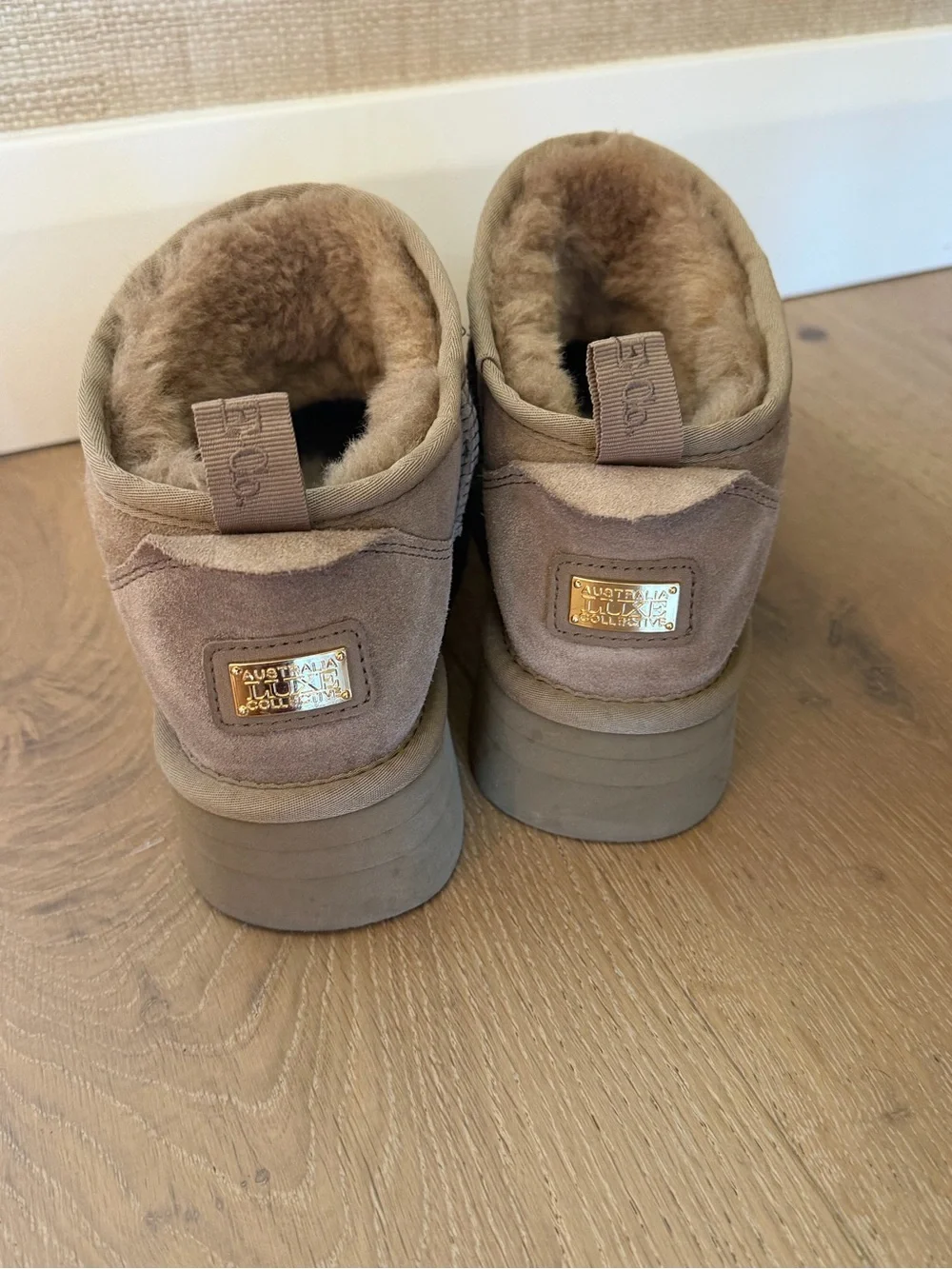 Australia Luxe Collective Women's Short Suede Platform Winter Boots in Taupe